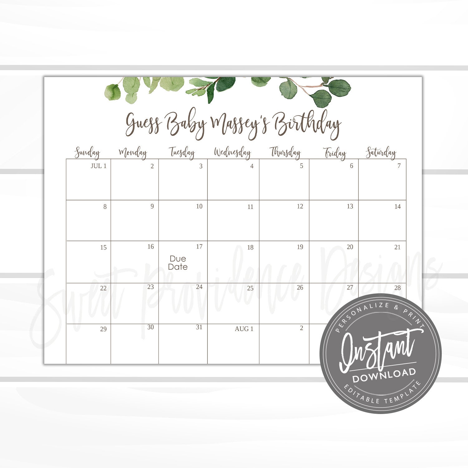 Guess baby birth outlet date calendar