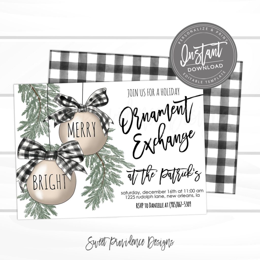 Buy Printable Christmas Party Invitations Buffalo Plaid and Parchment Paper  Christmas Invitations Wreath Instant Download Online in India 