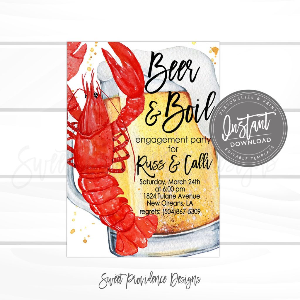 Beer and Boil Any Occasion DIY Crawfish Boil Invitation Printable Flyer Diy Template Digital Invitation Editable INSTANT Access CANVA