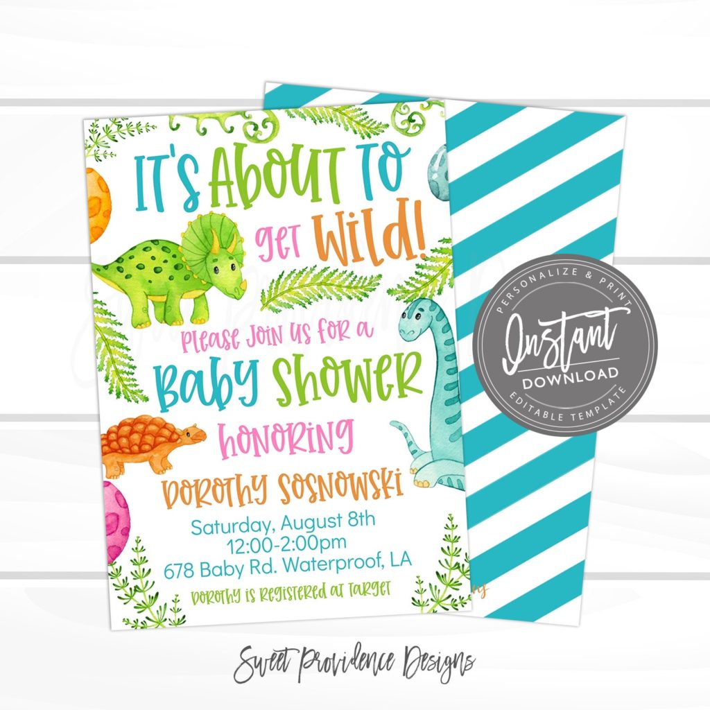 Dinosaur baby best sale shower invites