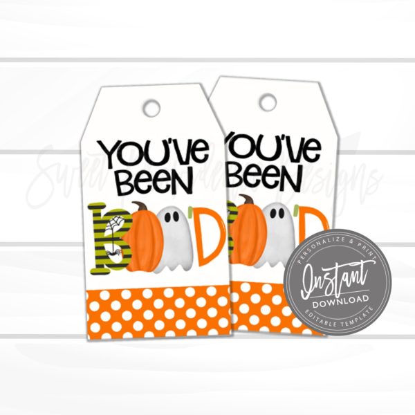 Halloween Gift Tag, Favor Tags, Personalized Halloween Tags, Halloween Printable, You've Been Boo'd Favor Tags, EDITABLE INSTANT DOWNLOAD