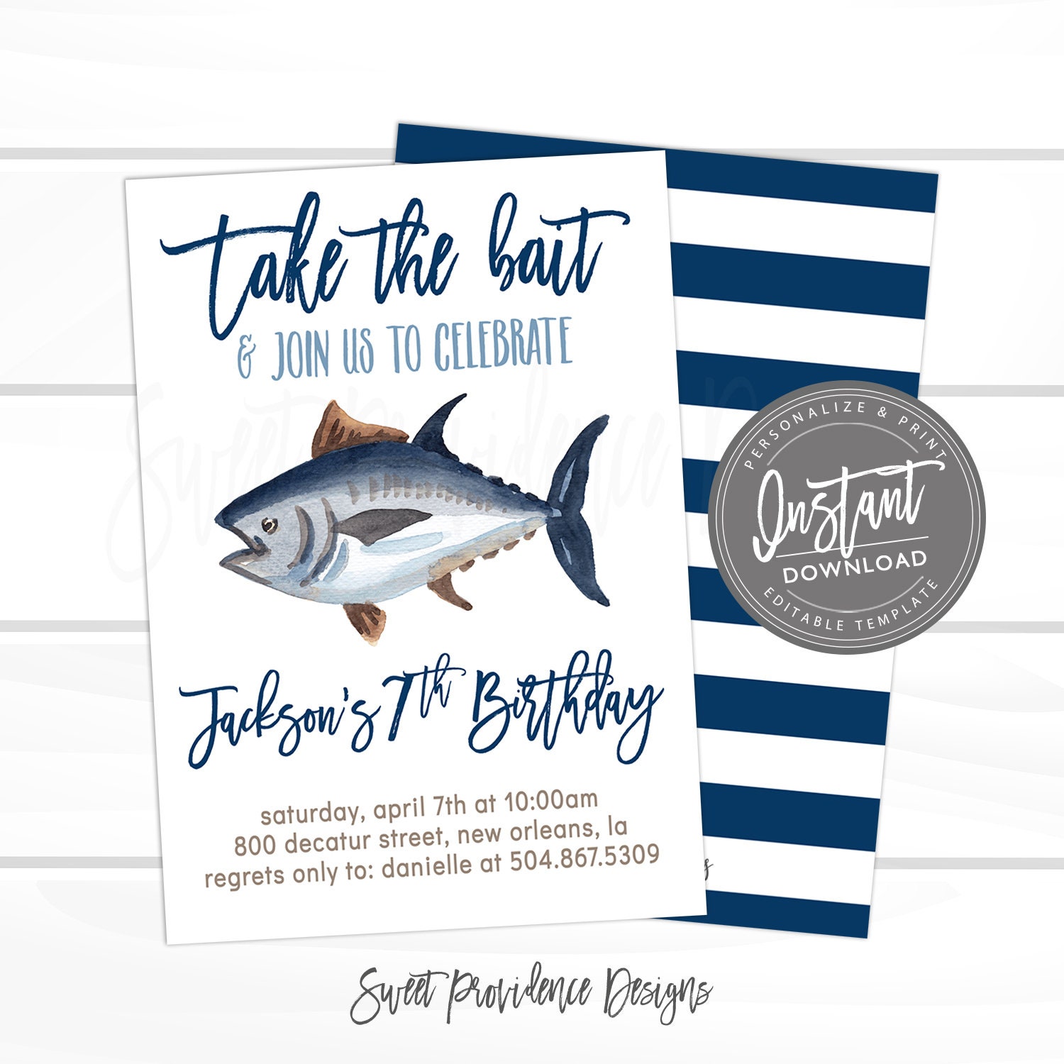 Fishing Birthday Invitation, Fish Theme birthday, Editable Boy Birthday  template, take the Bait, Fish Invite, Instant Access