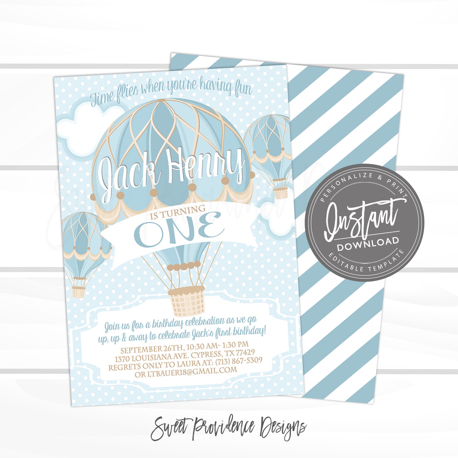 Blue Hot Air Balloon Birthday Party Invites Childrens Birthday Party Invitations Personalised Blue Hot Air Balloon Birthday Party Invitations 10
