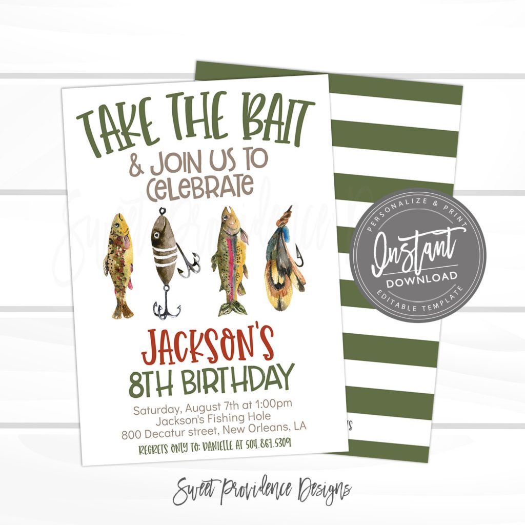 Fishing Birthday Invitation, Fish Theme birthday, Editable Boy
