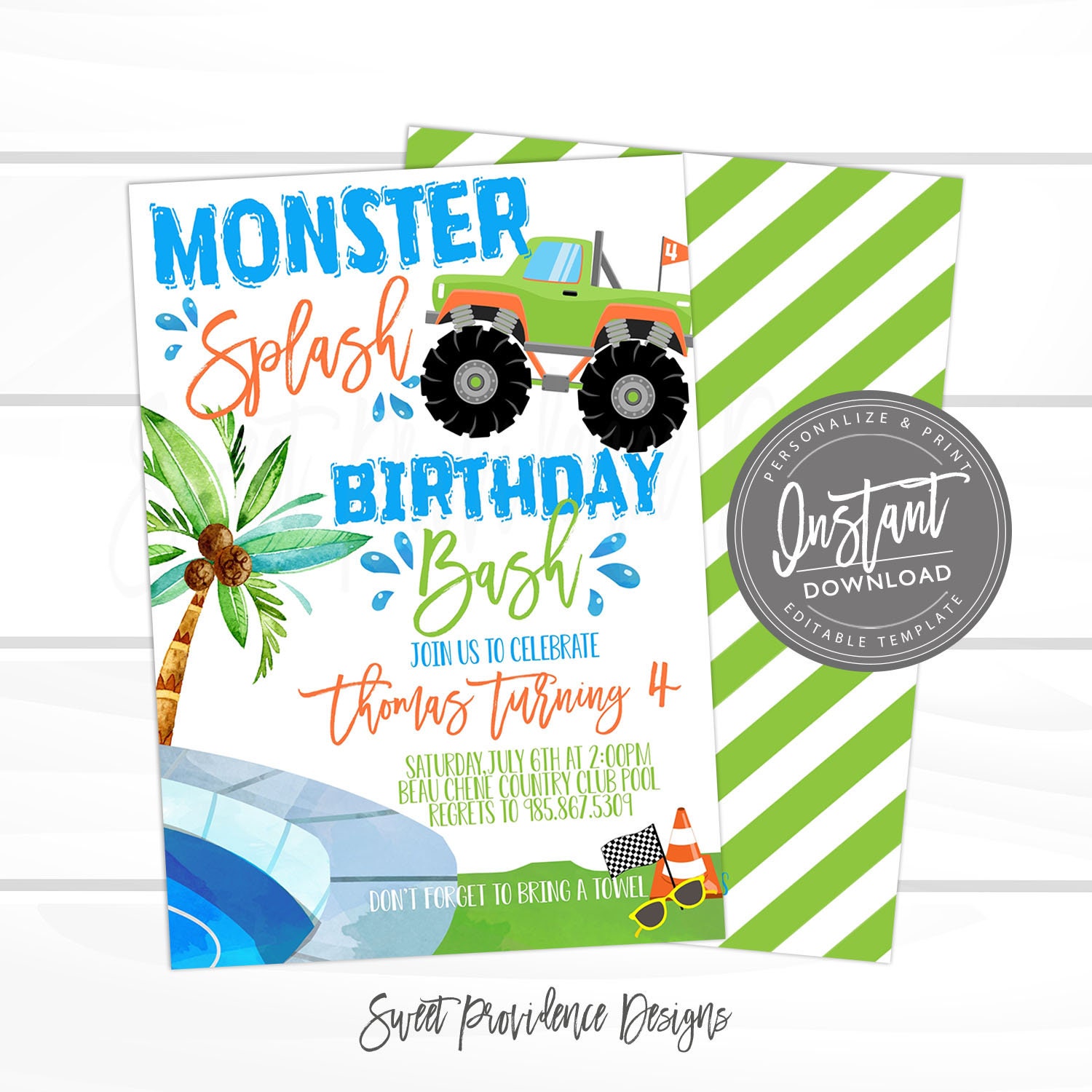 Monster Truck Birthday Invitation for Monster Truck Party