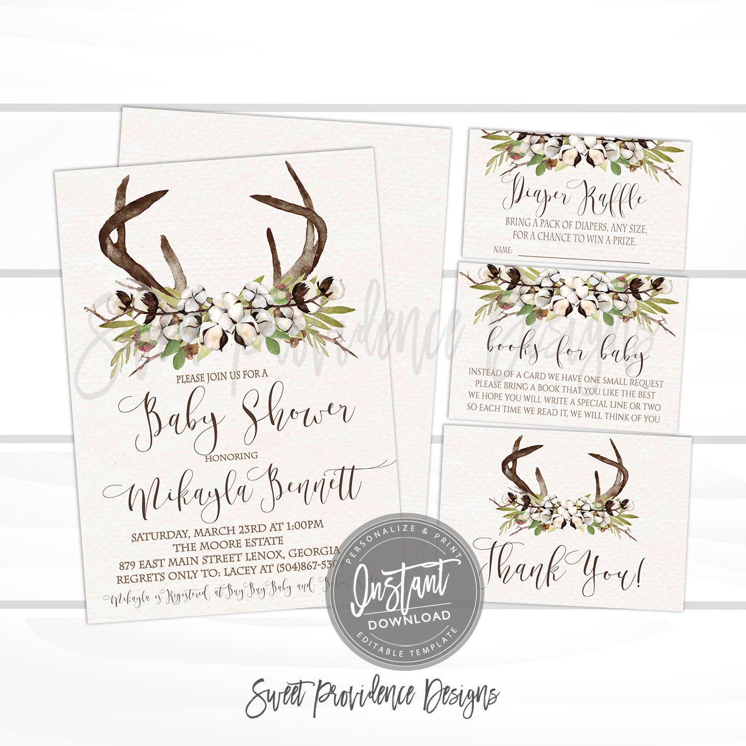 rustic-baby-shower-invitation-kit-fall-cotton-boll-antlers-invite