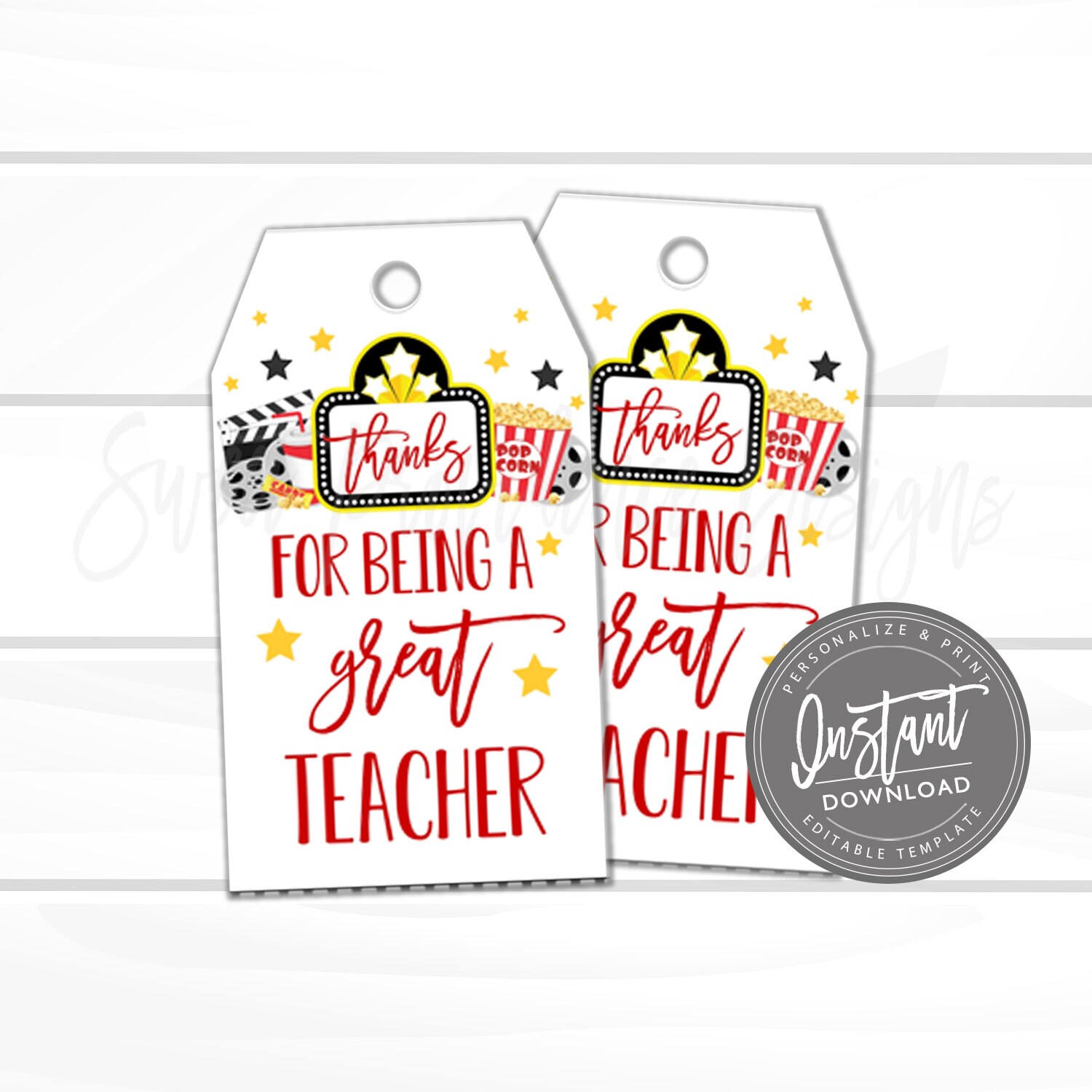 Teacher Appreciation Gift Tag, End of School Year Tag, Teacher